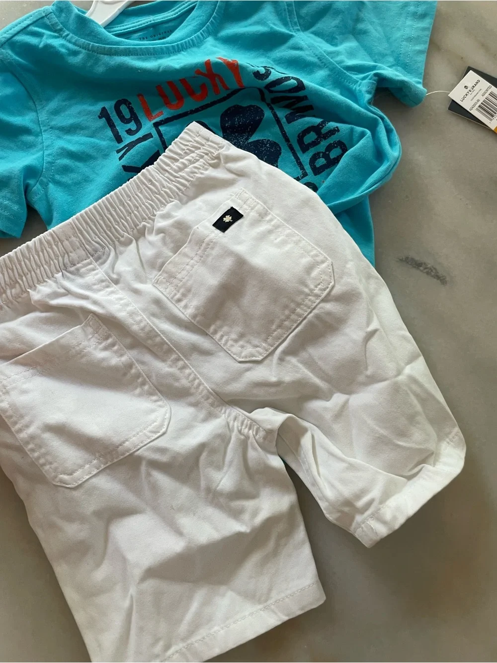 Lucky Brand Turquoise Tee and White Shorts Kids Set